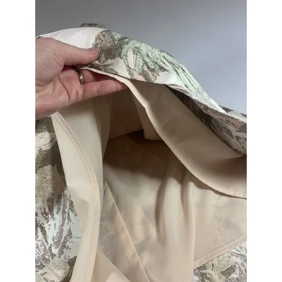 VINCE CAMUTO Women Blush Metallic Jacquard Pleated Cap Fit & Flare Dress 0 - Picture 7 of 16